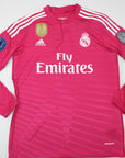 Real Madrid 2014/15 Pink Jersey Long Sleeve Retro - Patch Champions