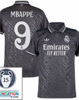 Real Madrid Mbappé 9 Third Fan Jersey 2024/25 Patches UCL UEFA Foundation (Official Printing)