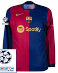 Barcelona Home Long Sleeve 2024/25 Patches UCL UEFA Foundation (Official Printing)