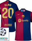 Barcelona Olmo 20 Home 2024/25 Patches UCL UEFA Foundation (Official Printing)