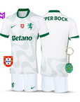 Conjunto Infantil Sporting Alternativa Branca 2025/26 - LANÇAMENTO! 🔥💚