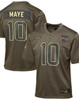 New England Patriots Drake Maye Olive 2025 Salute to Service Game Jersey NFL