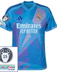 Real Madrid GK 1 Fan Jersey 2024/25 Patches UCL UEFA Foundation (Official Printing)