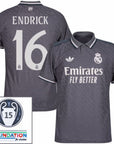Real Madrid Endrick 16 Third Fan Jersey 2024/25 Patches UCL UEFA Foundation (Official Printing)