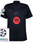 Barcelona Raphinha 11 Away Fan Jersey 2024/25 Patches UCL UEFA Foundation (Official Printing)