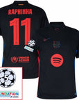 Barcelona Raphinha 11 Away 2024/25 Patches UCL UEFA Foundation (Official Printing)