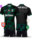Conjunto Infantil Sporting Alternativa Preta 2025/26 - LANÇAMENTO! 🔥💚
