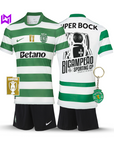 Conjunto Infantil Sporting Principal BICAMPEÃO 2025/26 - LANÇAMENTO! 🦁🏆