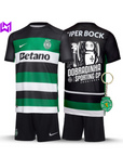 Conjunto Infantil Sporting Principal DOBRADINHA 2024/25 - MODELO EXCLUSIVO! 🦁🏆🏆