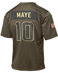 New England Patriots Drake Maye  Olive 2025 Salute to Service Game Jersey NFL