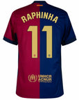 Barcelona Raphinha 11 Home 2024/25 Patches UCL UEFA Foundation (Official Printing)