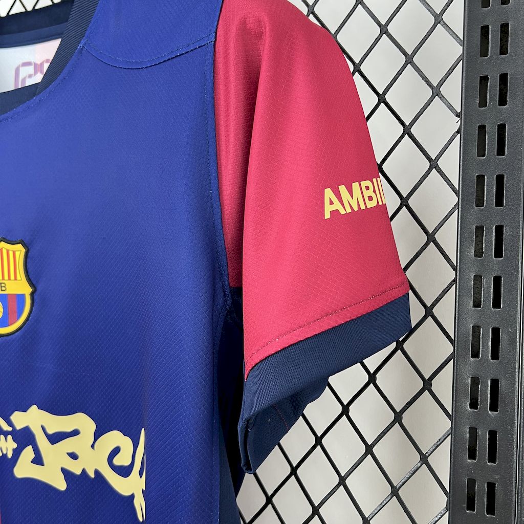 Barcelona Travis Scott Home Fan Jersey 2025/26 Spotify and FC Barcelona Collab With Travis Scott on a Special Cactus Jack