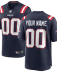 New England Patriots  Game Home Jersey - Navy - Custom  NFL