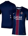 Official PSG home shirt, 2025-26 season, by Nike, featuring the European Champion emblem and the 10th anniversary of the UEFA Foundation.